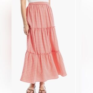Max Studio Gingham Tiered Maxi Skirt